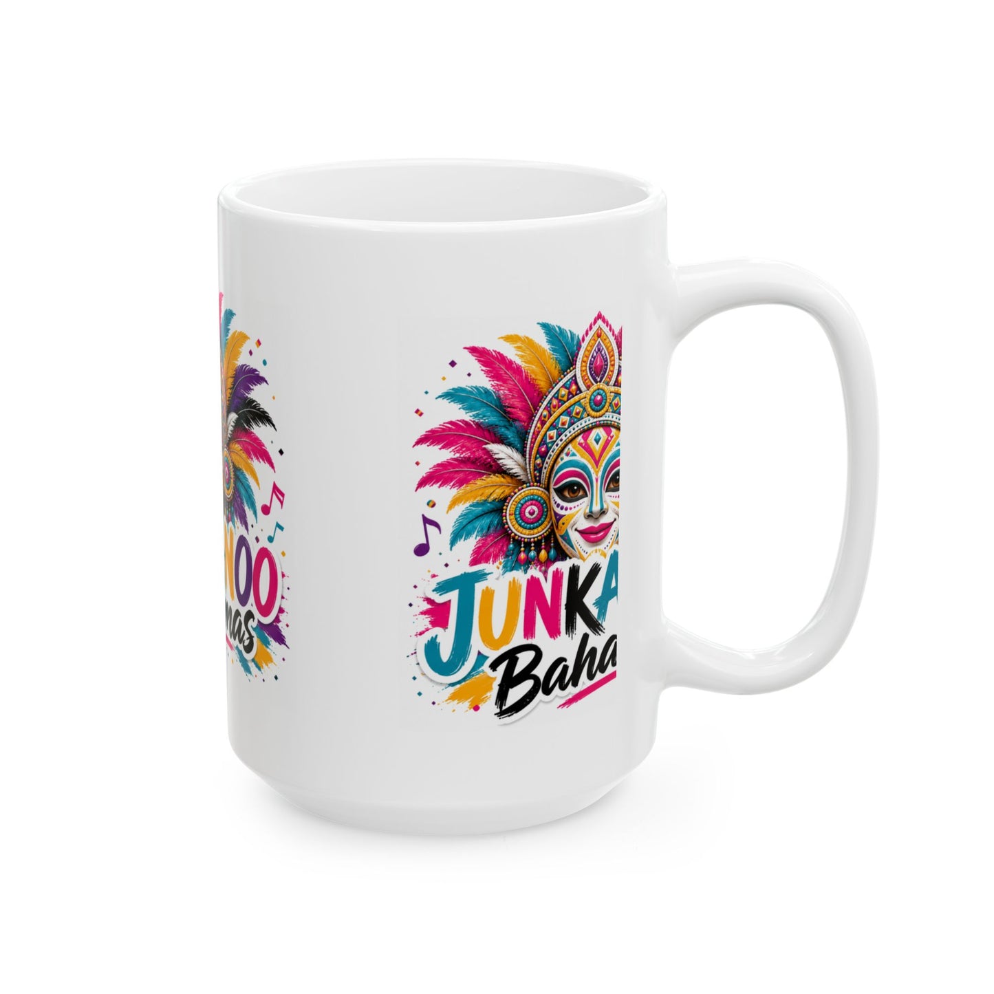 Junkanoo Bahamas Ceramic Mug — Colorful Carnival Mask Coffee Cup (11oz/15oz)