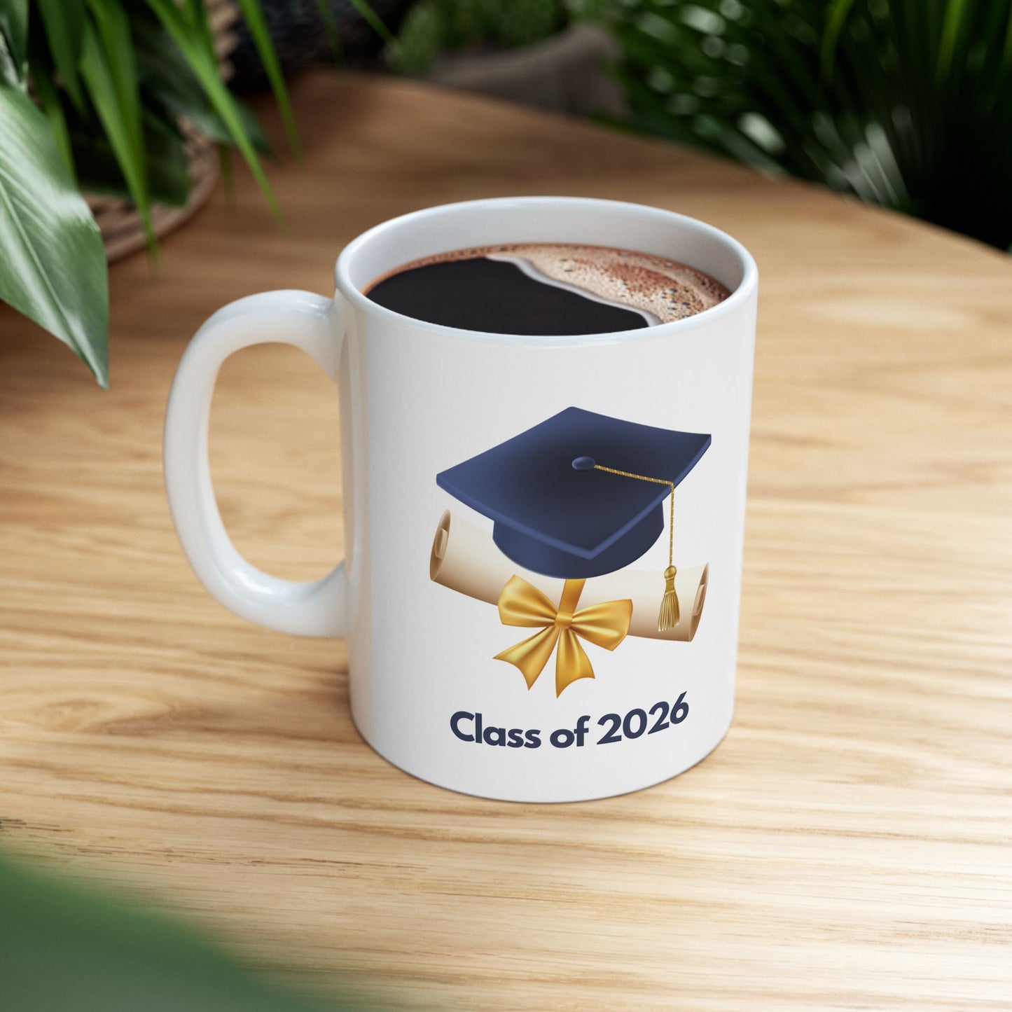 Graduation Ceramic Mug — Class of 2026 Cap & Diploma Coffee Cup (11oz/15oz)