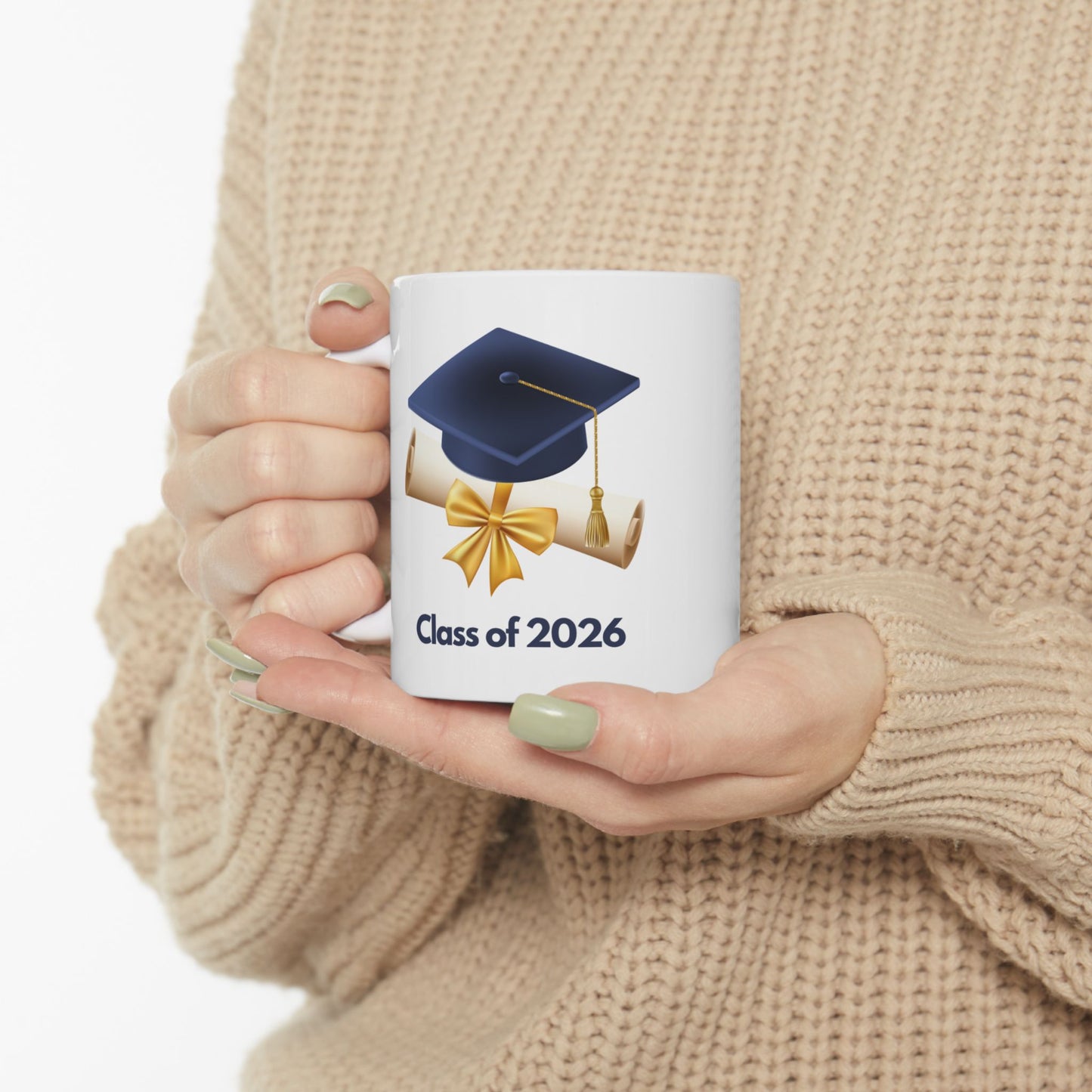 Graduation Ceramic Mug — Class of 2026 Cap & Diploma Coffee Cup (11oz/15oz)