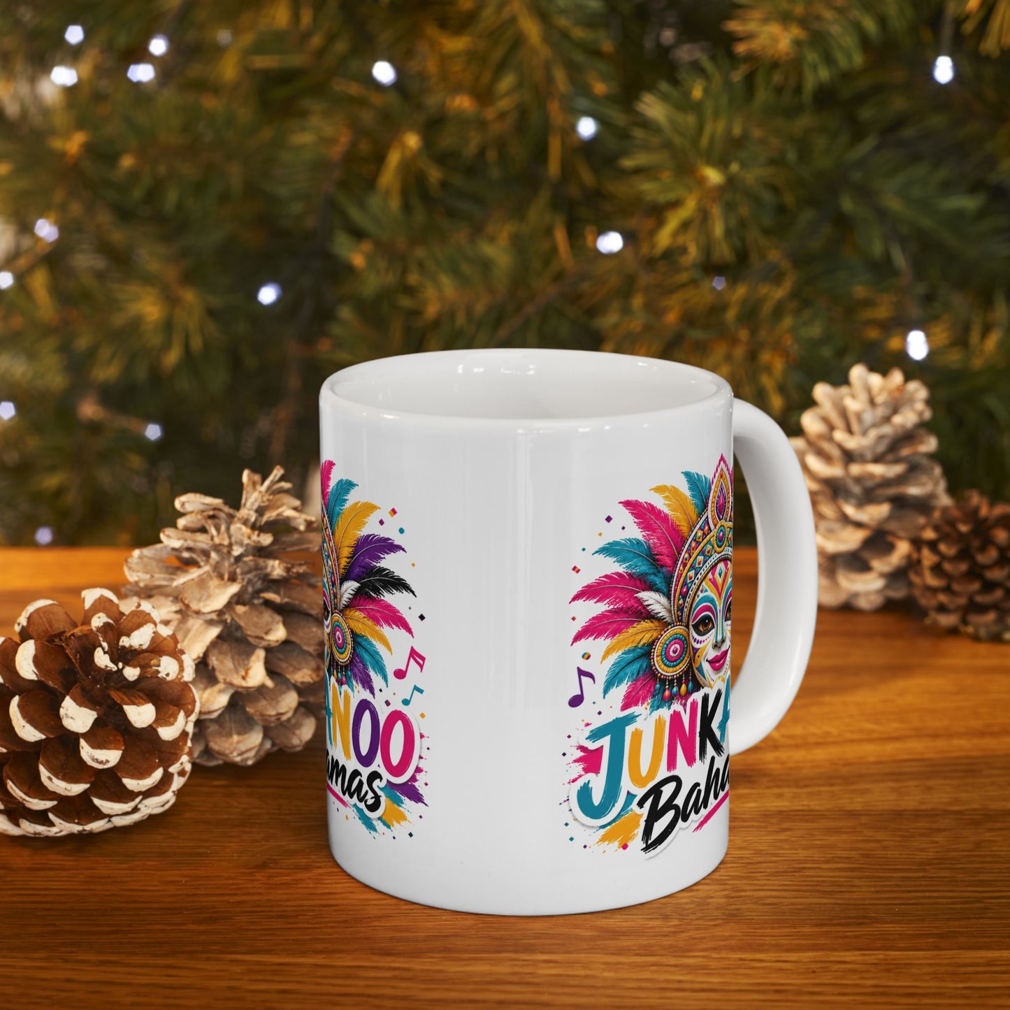 Junkanoo Bahamas Ceramic Mug — Colorful Carnival Mask Coffee Cup (11oz/15oz)