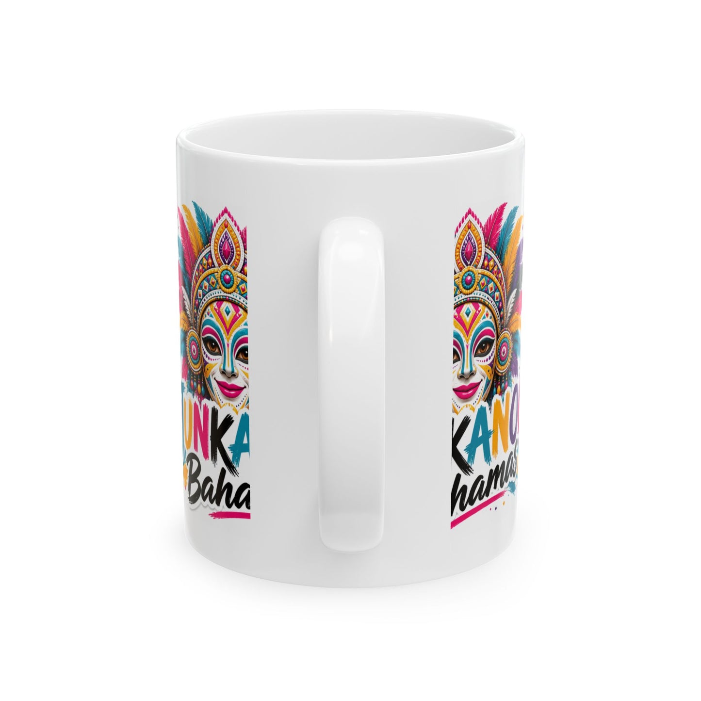 Junkanoo Bahamas Ceramic Mug — Colorful Carnival Mask Coffee Cup (11oz/15oz)