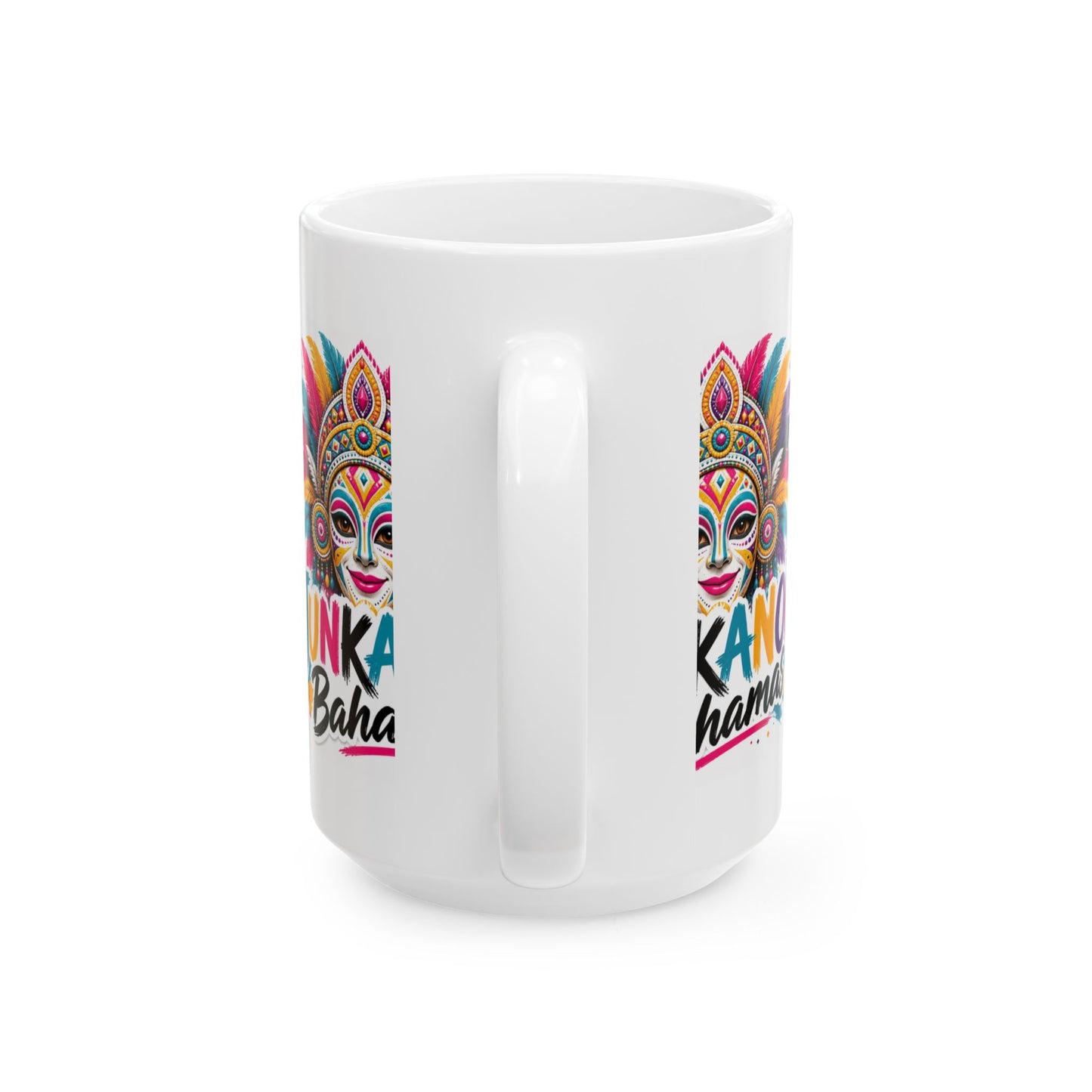 Junkanoo Bahamas Ceramic Mug — Colorful Carnival Mask Coffee Cup (11oz/15oz)