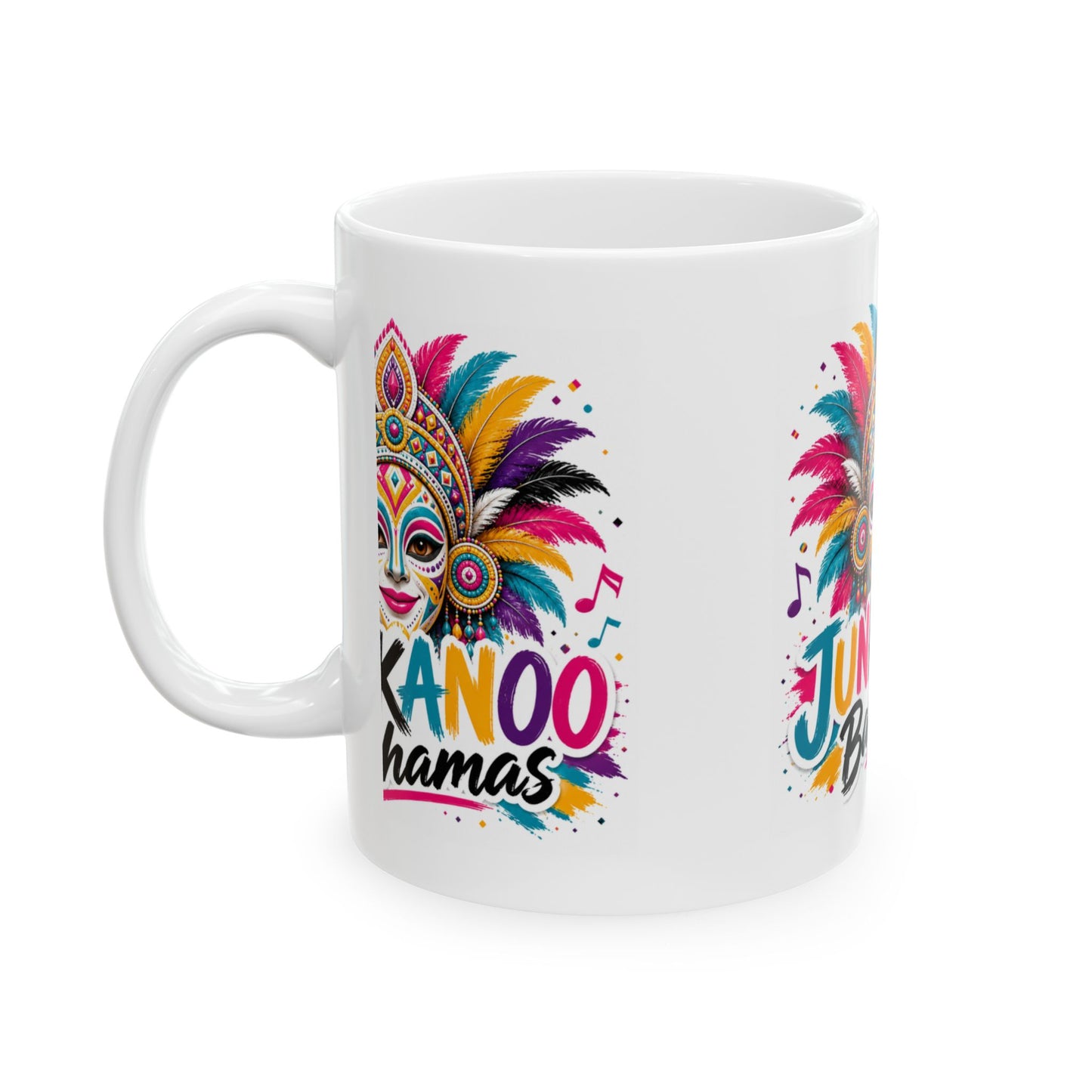 Junkanoo Bahamas Ceramic Mug — Colorful Carnival Mask Coffee Cup (11oz/15oz)