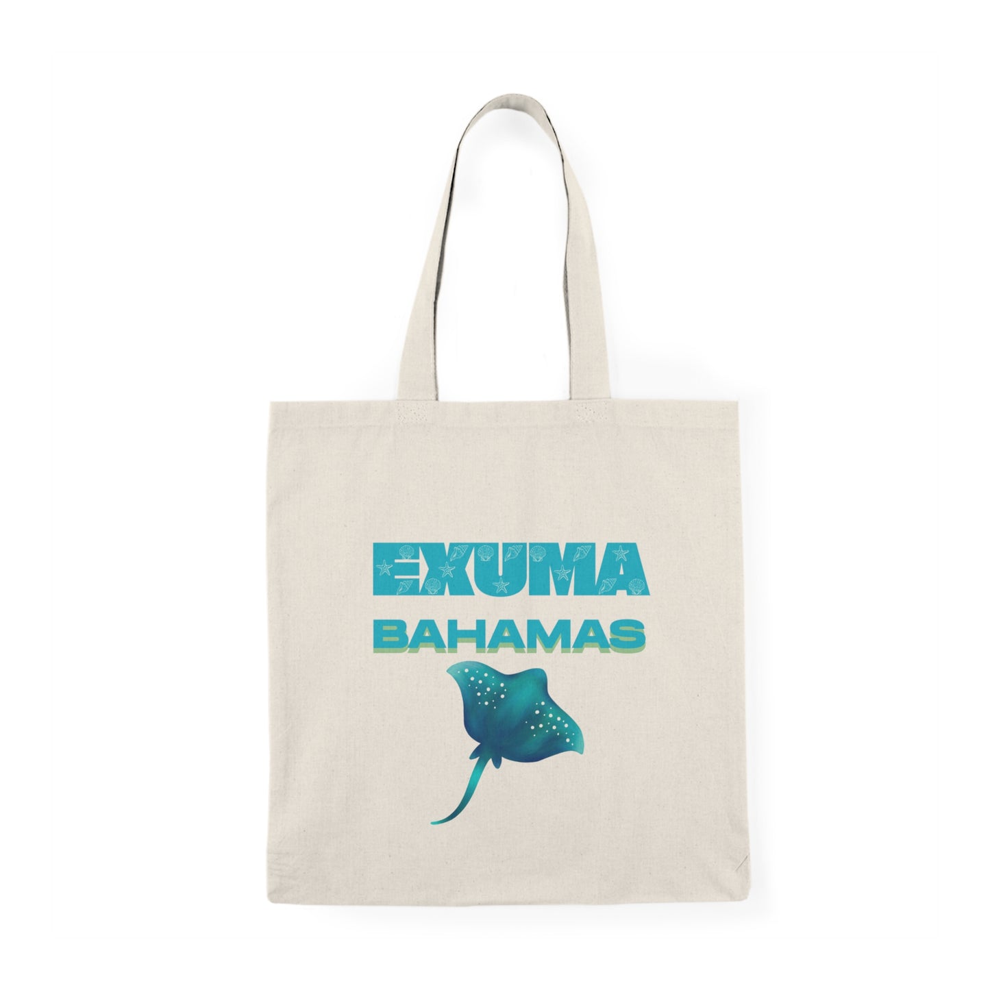 Exuma Bahamas Stingray Tote Bag — Beach Vacation Cotton Canvas Shopper