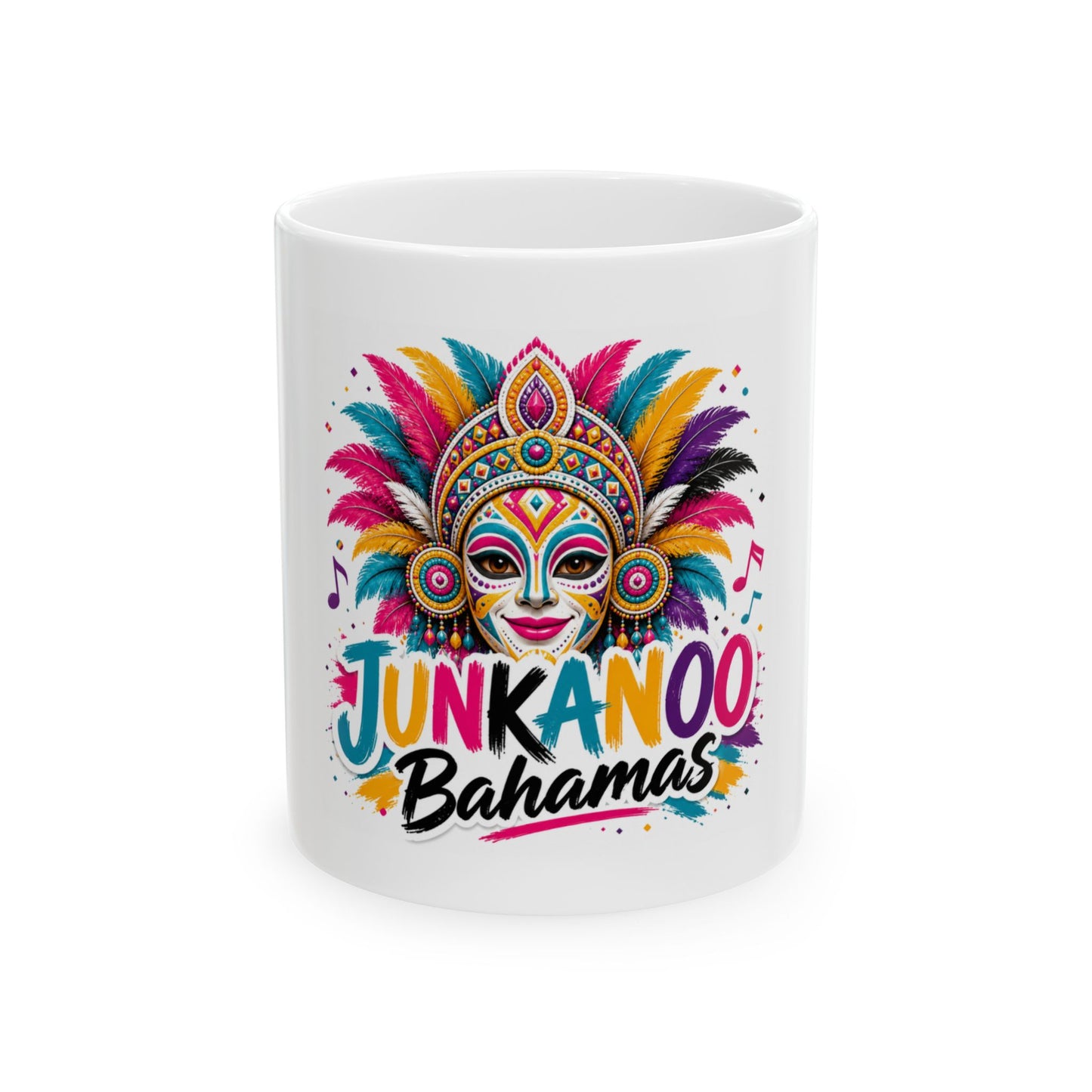 Junkanoo Bahamas Ceramic Mug — Colorful Carnival Mask Coffee Cup (11oz/15oz)