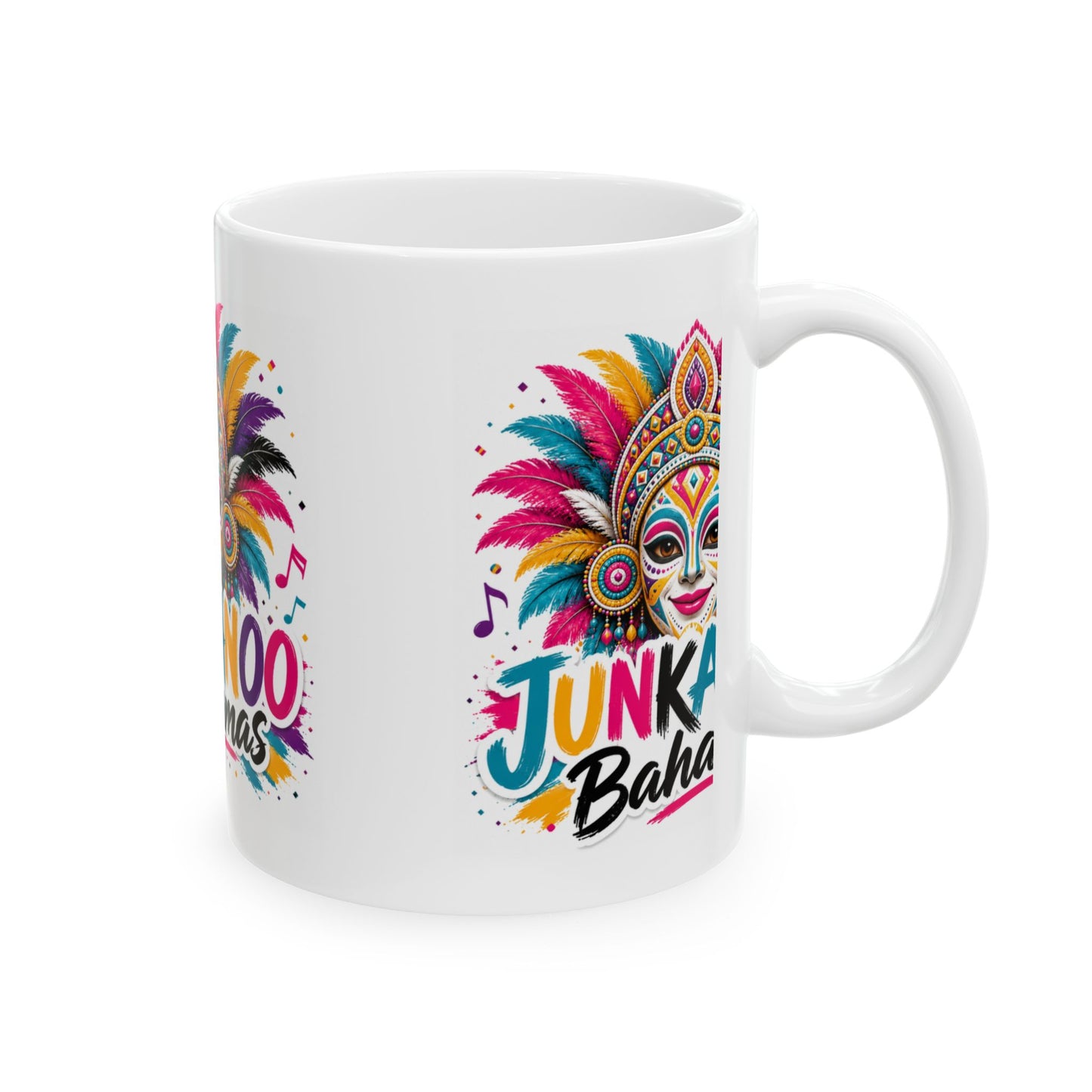 Junkanoo Bahamas Ceramic Mug — Colorful Carnival Mask Coffee Cup (11oz/15oz)